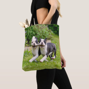 Cute grappige Boston Terrier dogs puppies spelen - Tote Bag