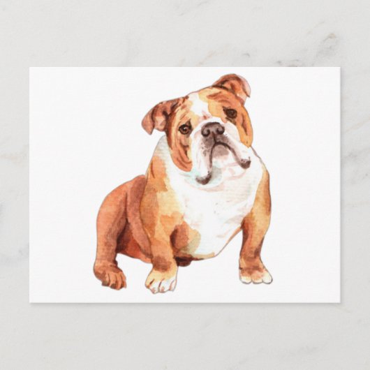 Cute grappige Britse Bulldog zit Briefkaart (Voorkant)