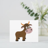 Cute grappige bull cartoon briefkaart (Staand voorkant)