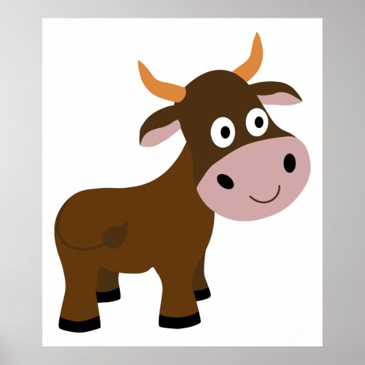 Cute grappige bull cartoon poster (Voorkant)