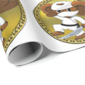 Cute grappige cartoon Cheburashka beer met zwaard Cadeaupapier (Rol Hoek)