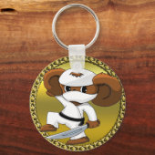 Cute grappige cartoon Cheburashka beer met zwaard Sleutelhanger (Voorkant)