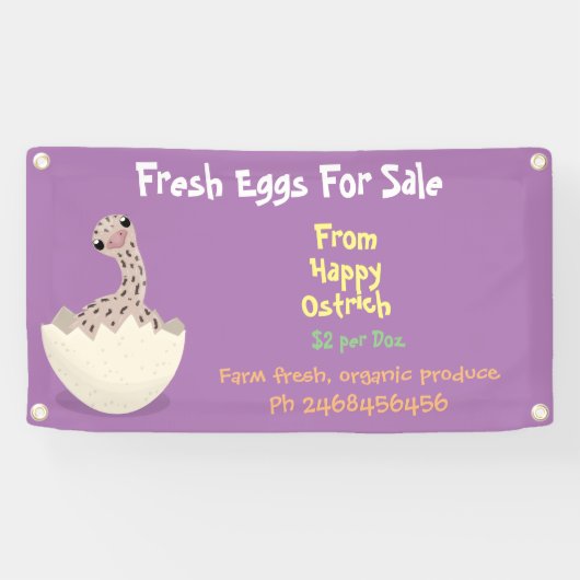 Cute grappige cartoon-eitjes voor verkoop spandoek (Horizontaal)