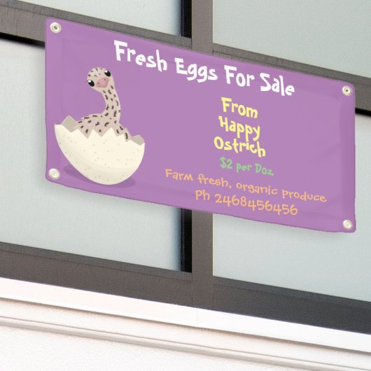 Cute grappige cartoon-eitjes voor verkoop spandoek (Buitenkant Gebouw)