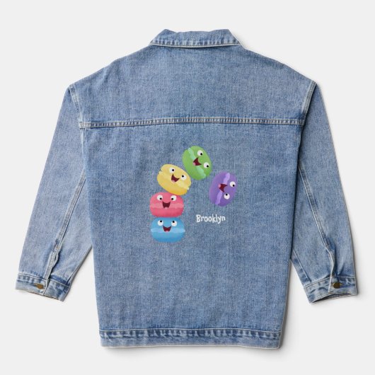 Cute grappige cartoon illustratie denim jacket (Achterkant)