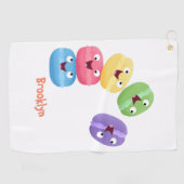 Cute grappige cartoon illustratie golfhanddoek (Horizontaal)