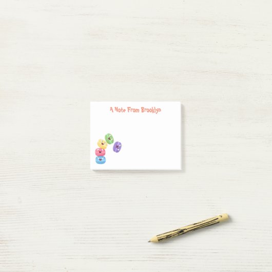 Cute grappige cartoon illustratie post-it® notes (Op bureau)