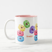 Cute grappige cartoon illustratie tweekleurige koffiemok (Links)