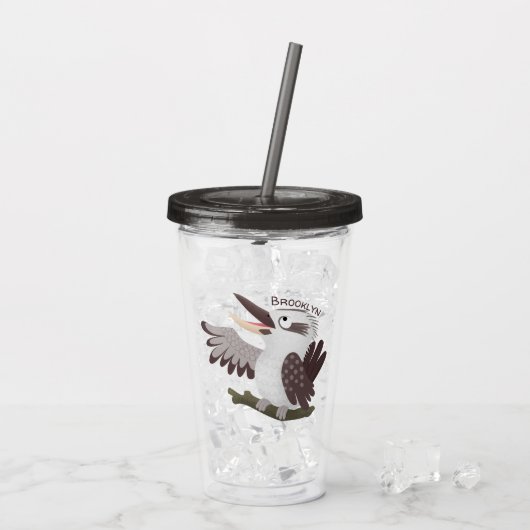 Cute grappige cartoon kookaburra acryl drinkbeker (Achterkant ijs)