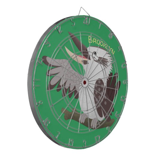 Cute grappige cartoon kookaburra dartbord (Voorkant Links)
