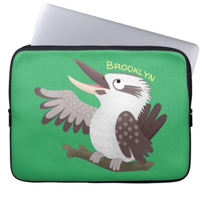 Cute grappige cartoon kookaburra laptop sleeve (Voorkant)