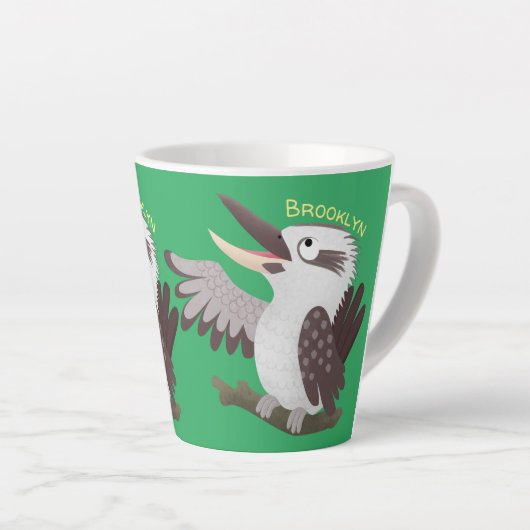 Cute grappige cartoon kookaburra latte mok (Rechterhoek)