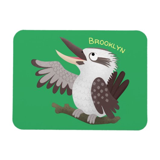 Cute grappige cartoon kookaburra magneet (Horizontaal)