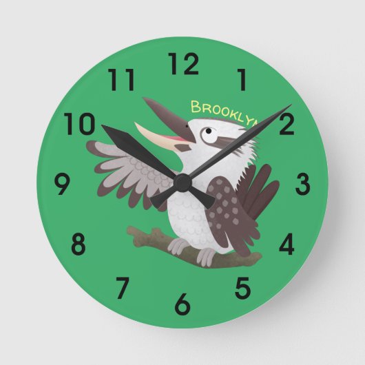 Cute grappige cartoon kookaburra ronde klok (Voorkant)