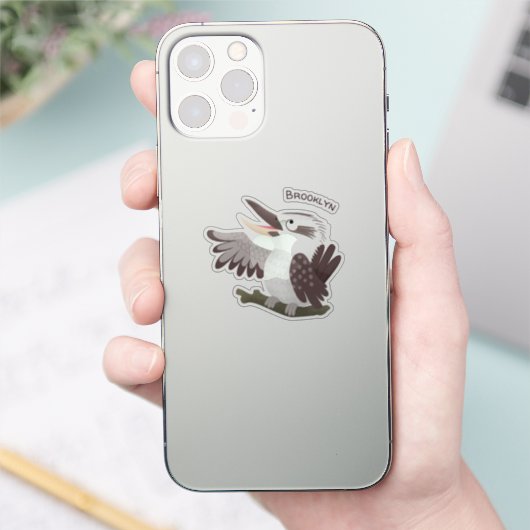 Cute grappige cartoon kookaburra sticker (Telefoon)