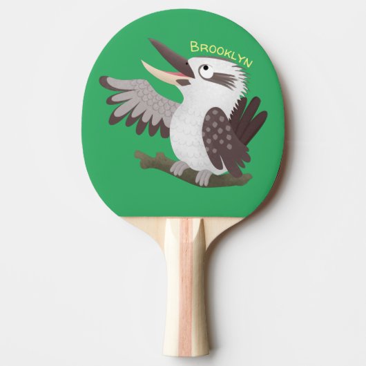 Cute grappige cartoon kookaburra tafeltennisbatje (Voorkant)