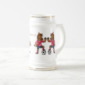 Cute grappige cartoon voor paardenvoetbal bierpul (Voorkant rechts)