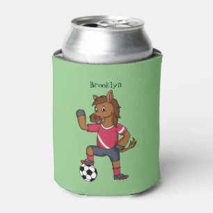 Cute grappige cartoon voor paardenvoetbal blikjeskoeler