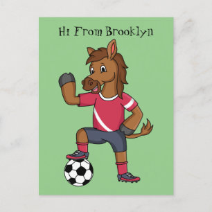 Cute grappige cartoon voor paardenvoetbal briefkaart