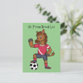 Cute grappige cartoon voor paardenvoetbal briefkaart (Staand voorkant)
