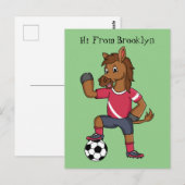 Cute grappige cartoon voor paardenvoetbal briefkaart (Voorkant / Achterkant)