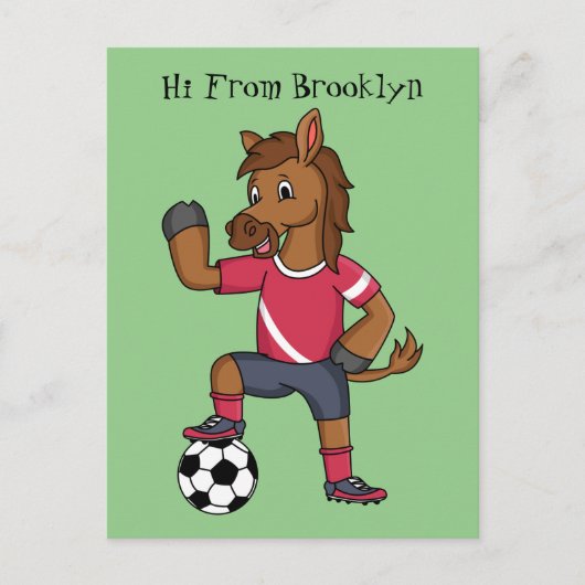 Cute grappige cartoon voor paardenvoetbal briefkaart (Voorkant)