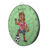 Cute grappige cartoon voor paardenvoetbal dartbord (Voorkant Rechts)