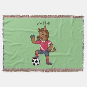 Cute grappige cartoon voor paardenvoetbal deken