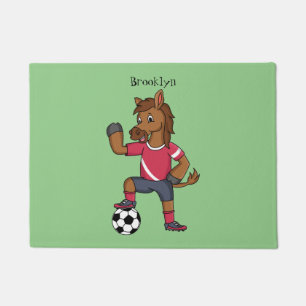 Cute grappige cartoon voor paardenvoetbal deurmat