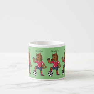Cute grappige cartoon voor paardenvoetbal espresso kop