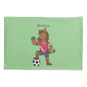 Cute grappige cartoon voor paardenvoetbal kussensloop (Achterkant)
