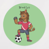 Cute grappige cartoon voor paardenvoetbal labels (Design 1)