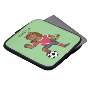 Cute grappige cartoon voor paardenvoetbal laptop sleeve