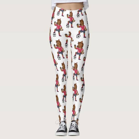 Cute grappige cartoon voor paardenvoetbal leggings (Voorkant)