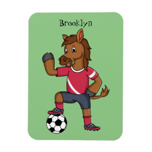 Cute grappige cartoon voor paardenvoetbal magneet