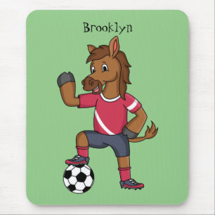 Cute grappige cartoon voor paardenvoetbal muismat