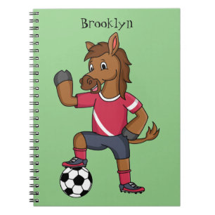 Cute grappige cartoon voor paardenvoetbal notitieboek
