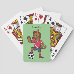 Cute grappige cartoon voor paardenvoetbal pokerkaarten