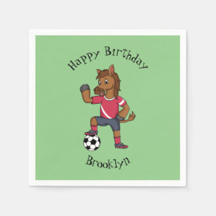 Cute grappige cartoon voor paardenvoetbal servet