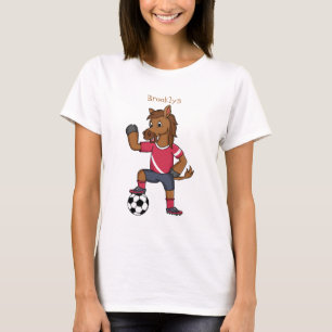 Cute grappige cartoon voor paardenvoetbal t-shirt