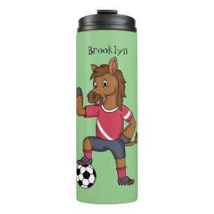 Cute grappige cartoon voor paardenvoetbal thermosbeker