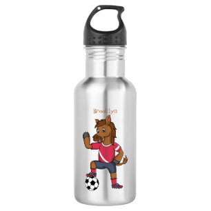 Cute grappige cartoon voor paardenvoetbal waterfles