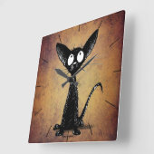 Cute grappige cartoon zwarte kat grote klok (Hoek)