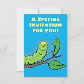 Cute grappige caterpijler op een cartoon kaart (Achterkant)