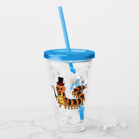 Cute grappige centipede cartoon illustratie acryl drinkbeker (Voorkant ijs)