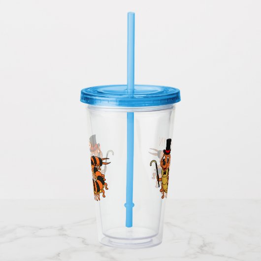 Cute grappige centipede cartoon illustratie acryl drinkbeker (Rechts)