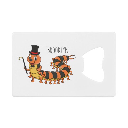 Cute grappige centipede cartoon illustratie creditkaart flessenopener (Voorkant (Horizontaal))