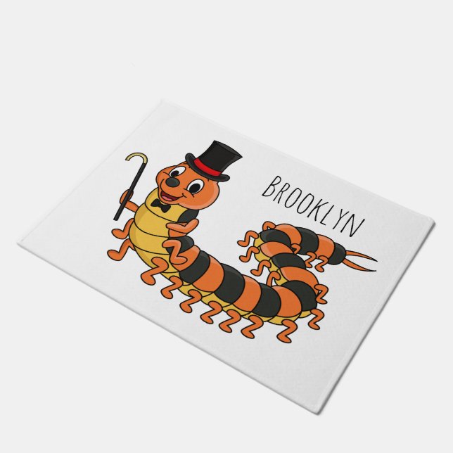 Cute grappige centipede cartoon illustratie deurmat (Schuin)