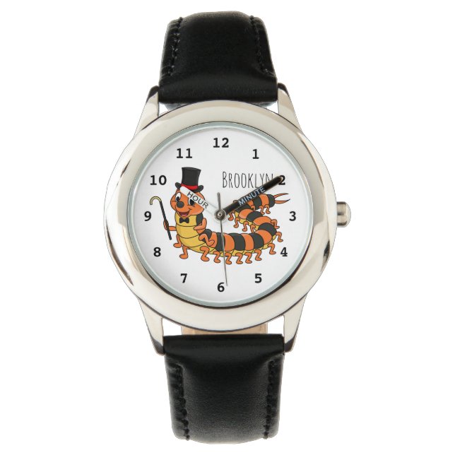 Cute grappige centipede cartoon illustratie horloge (Voorkant)
