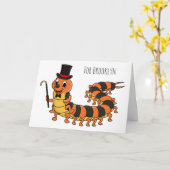 Cute grappige centipede cartoon illustratie kaart (Gele Bloem)